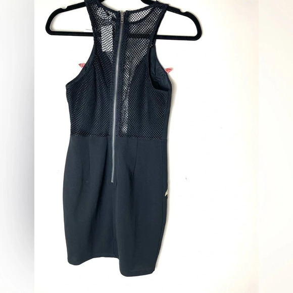 SEEK the Label | Black Floral Embroidered Mesh Panel Deep V Bodycon Dress Small - Picture 6 of 6